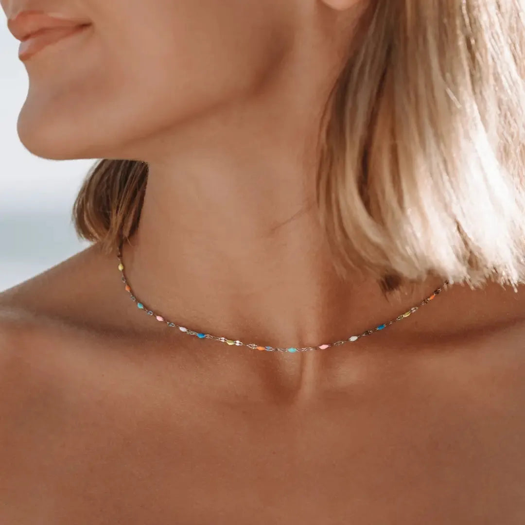 Aurora Kolorowy Naszyjnik Choker | Złoty i Wodoodporny Butik Modowy