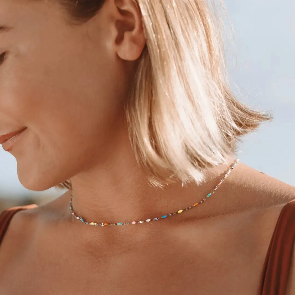 Aurora Kolorowy Naszyjnik Choker | Złoty i Wodoodporny Butik Modowy