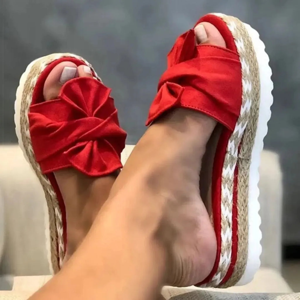 Dalia | Damskie Płaskie Sandały| Kokarda na Platformie Butik Modowy