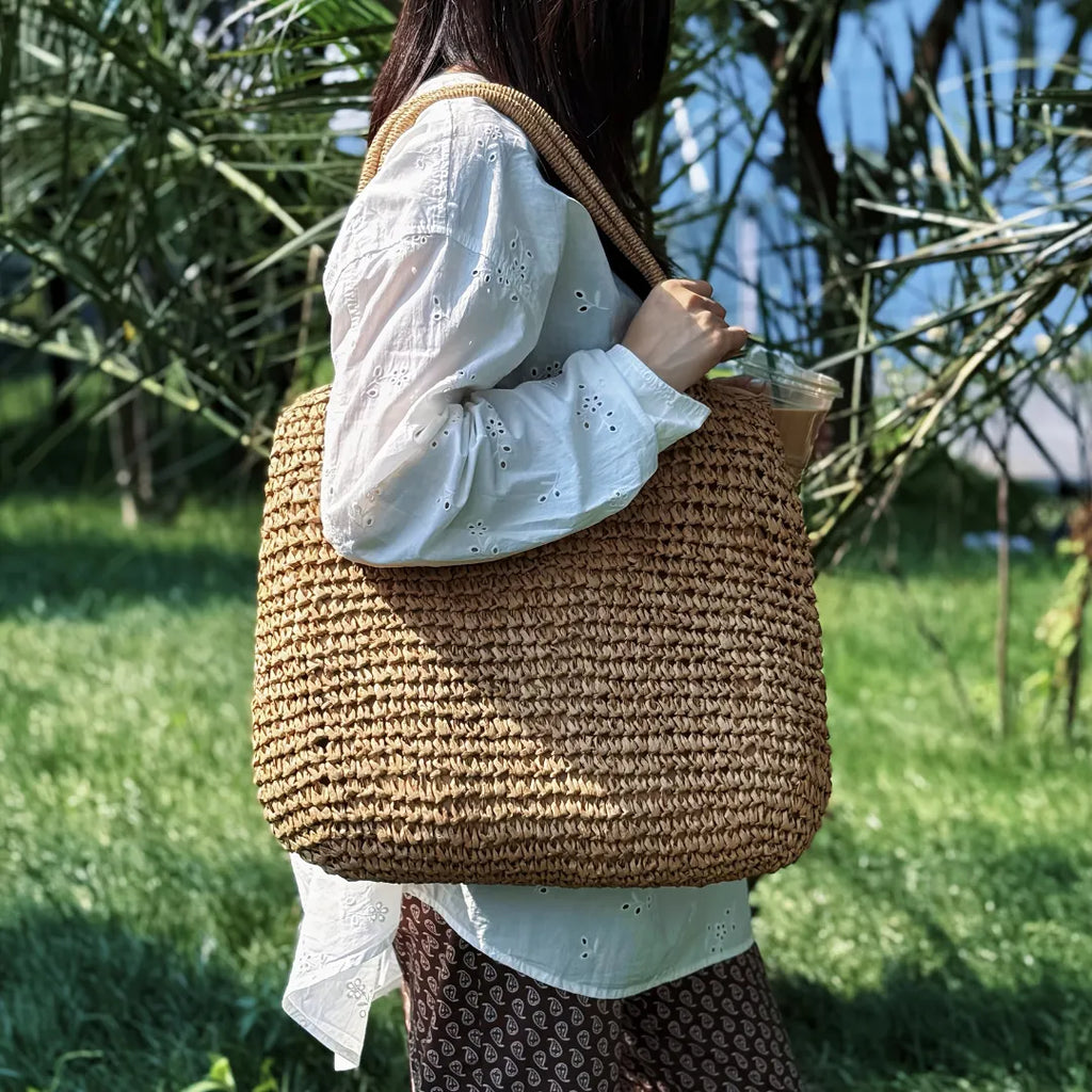 Janka Pleciona Torebka Damska Shopper | Duża i Pojemna Butik Modowy