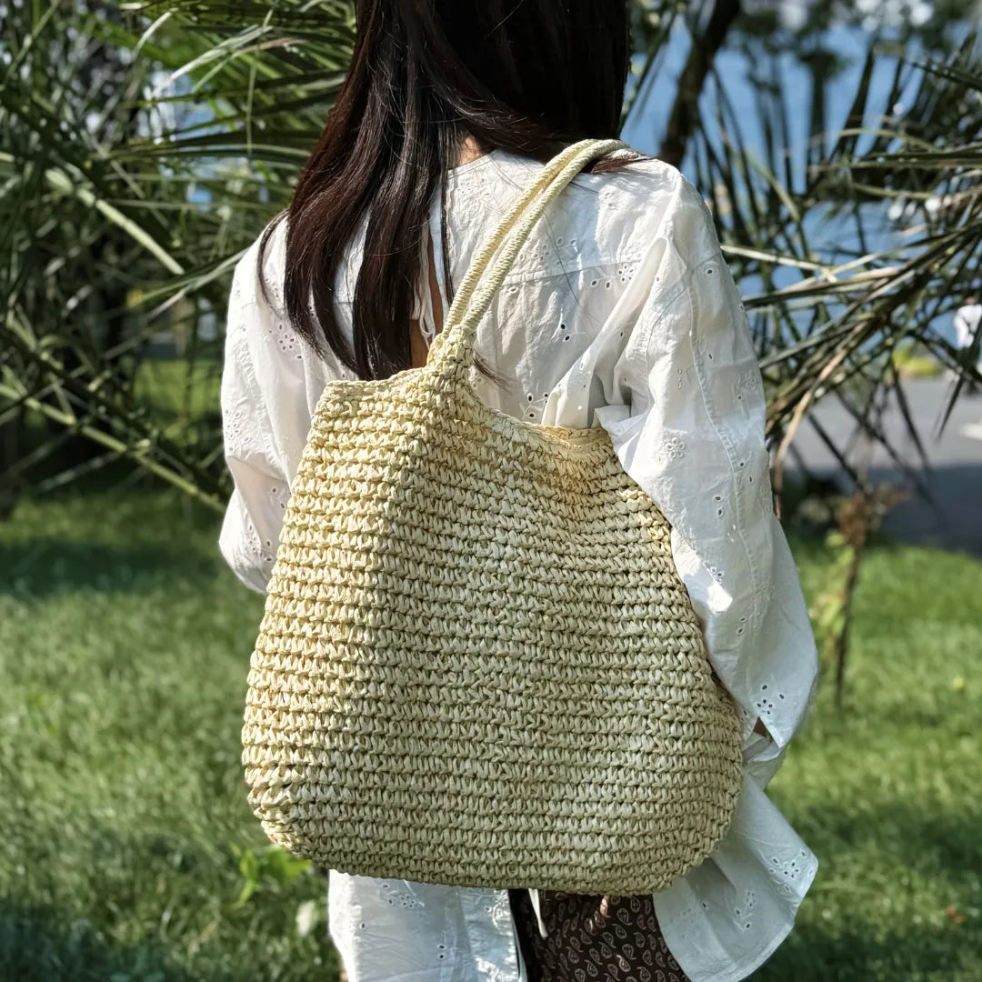 Janka Pleciona Torebka Damska Shopper | Duża i Pojemna Butik Modowy