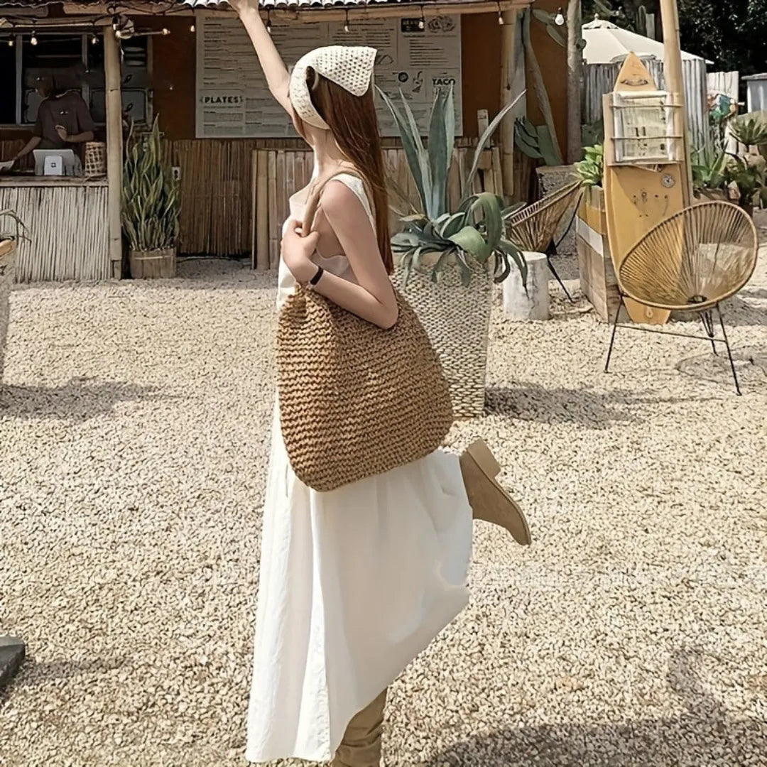 Janka Pleciona Torebka Damska Shopper | Duża i Pojemna Butik Modowy