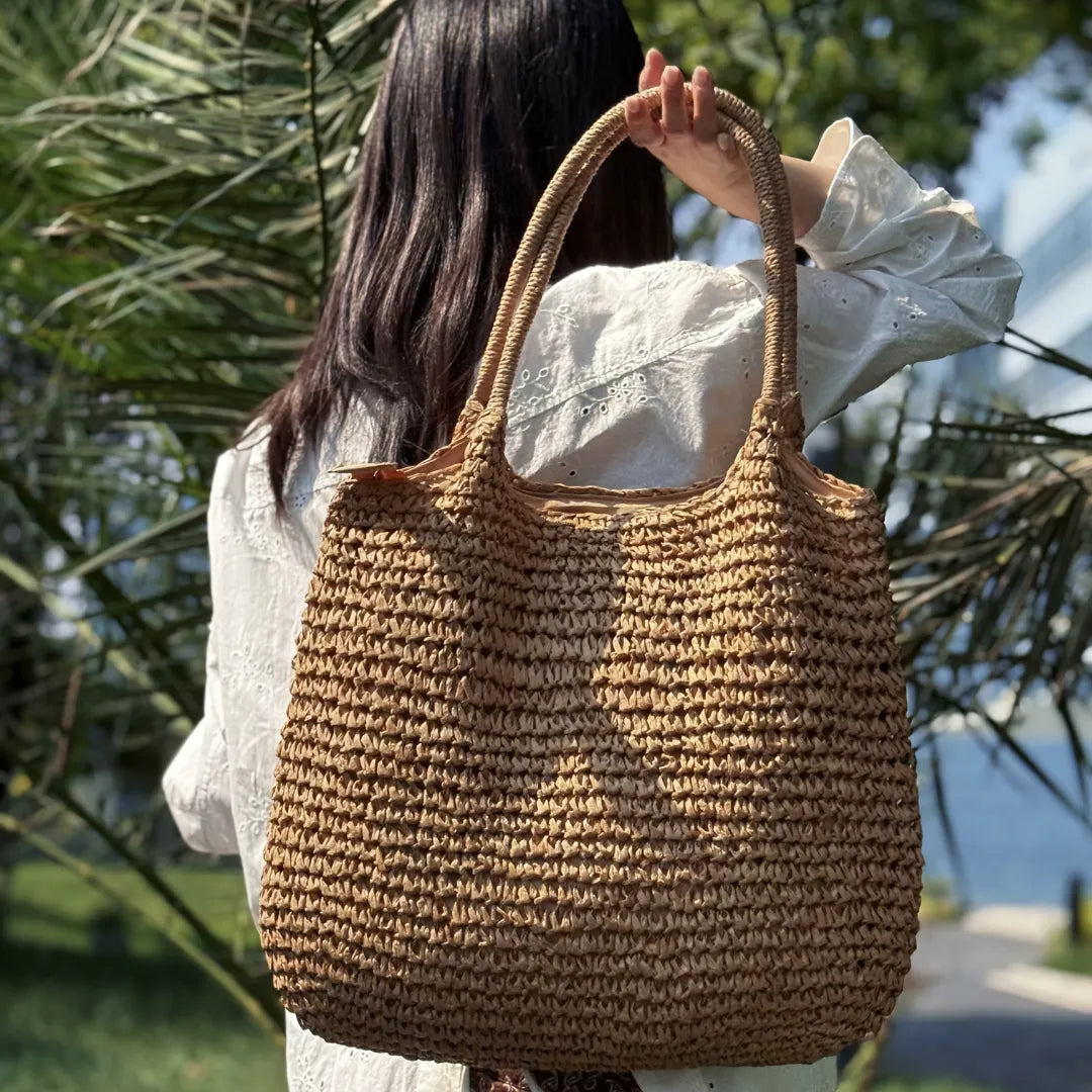 Janka Pleciona Torebka Damska Shopper | Duża i Pojemna Butik Modowy