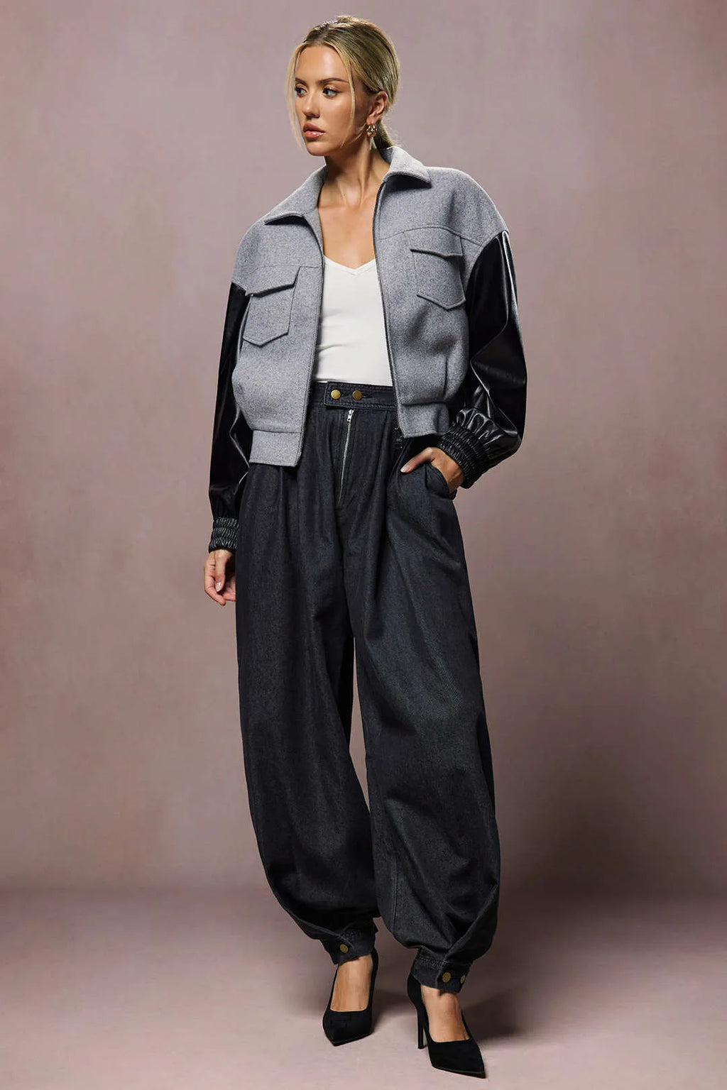 Kalina | Szerokie Jeansy Damskie Plisowane | Wysoki Stan Butik Modowy