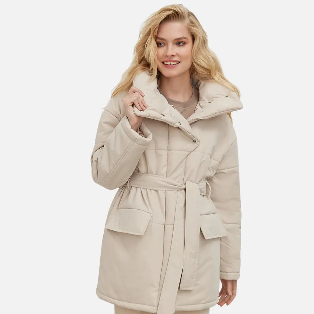 Marzena Zimowa Kurtka Damska | Wiązana w Pasie i Casualowa Butik Modowy
