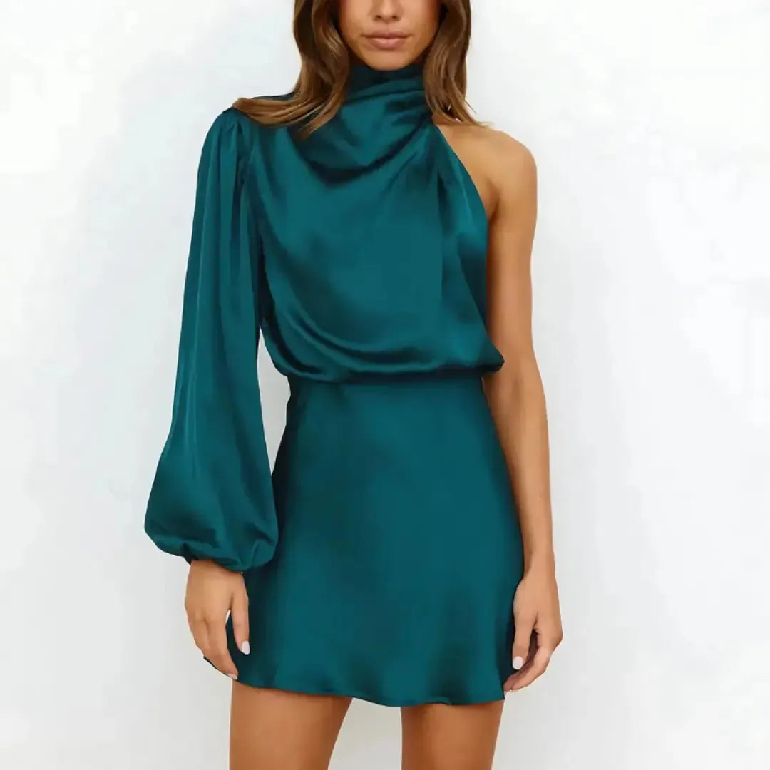 Noelia | Women's Satin Asymmetrical Dress | Mini Butik Modowy