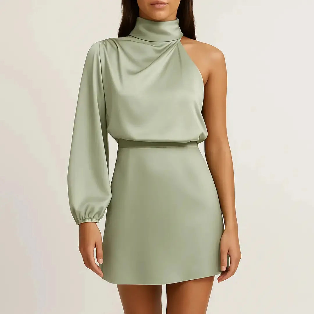 Noelia | Women's Satin Asymmetrical Dress | Mini Butik Modowy