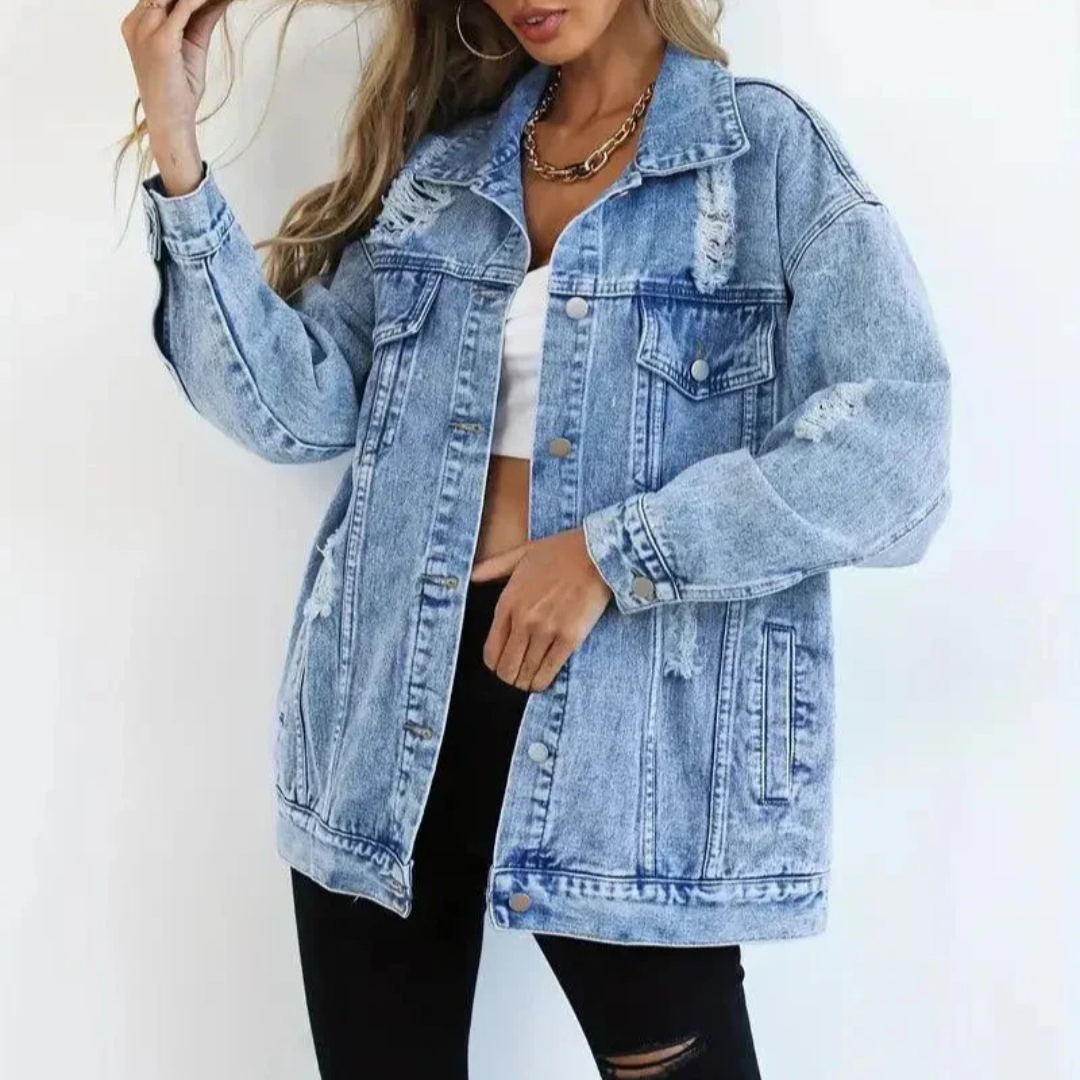 Raquel | Damska Oversize Kurtka Dżinsowa | Oddychająca Casualowa