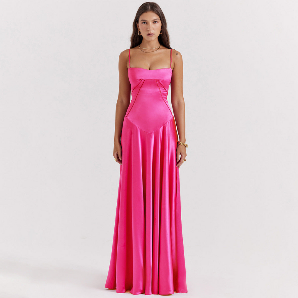 Selena | Sukienka Damska Satynowa Elegancka | Maxi