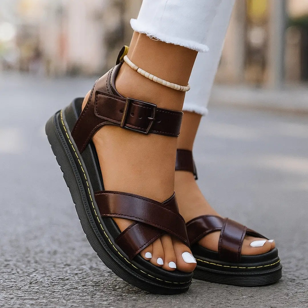 Thelma | Damskie Wygodne Sandały na Koturnie | Z Odkrytymi Palcami Butik Modowy