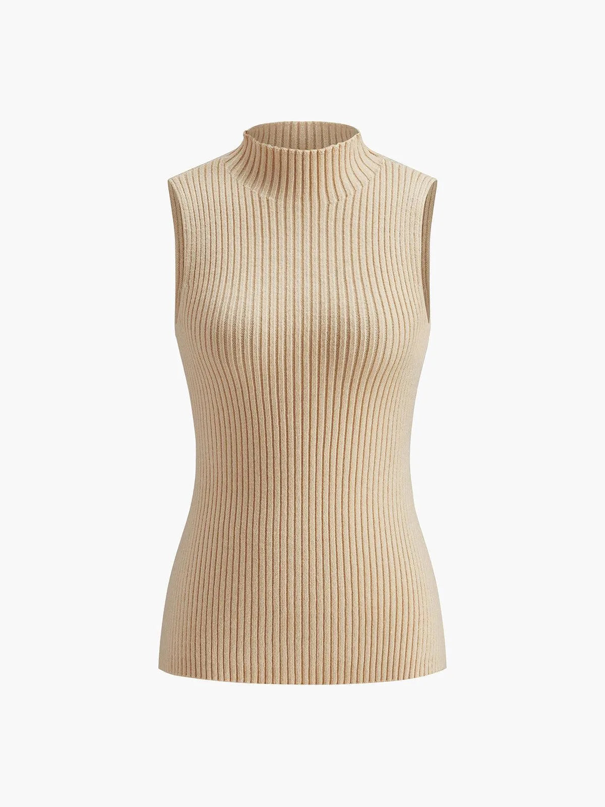 Karmelowy prążkowany top w stylizacji codziennej