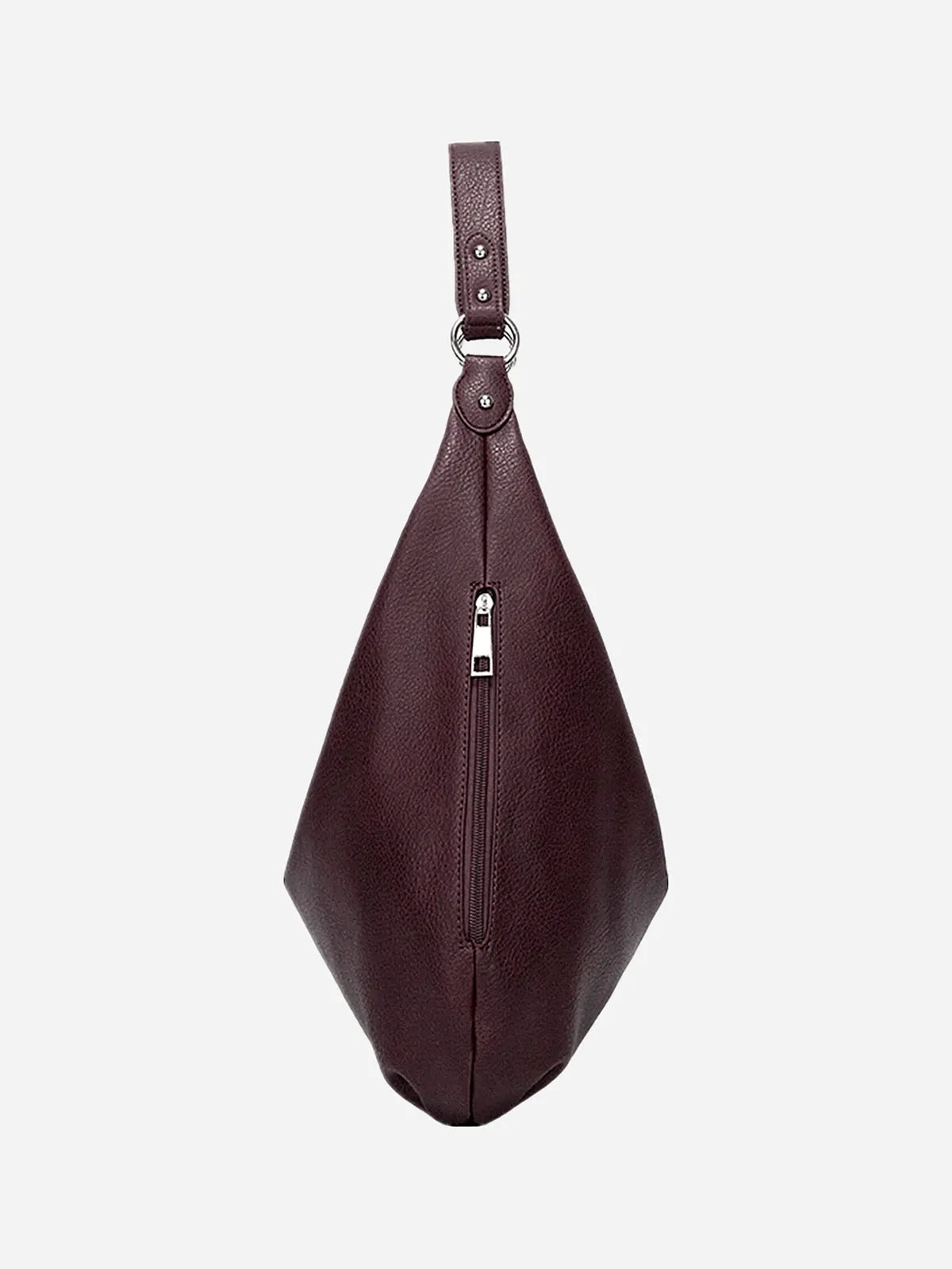 Elegancka torebka hobo w kolorze bordowym, widok z przodu
