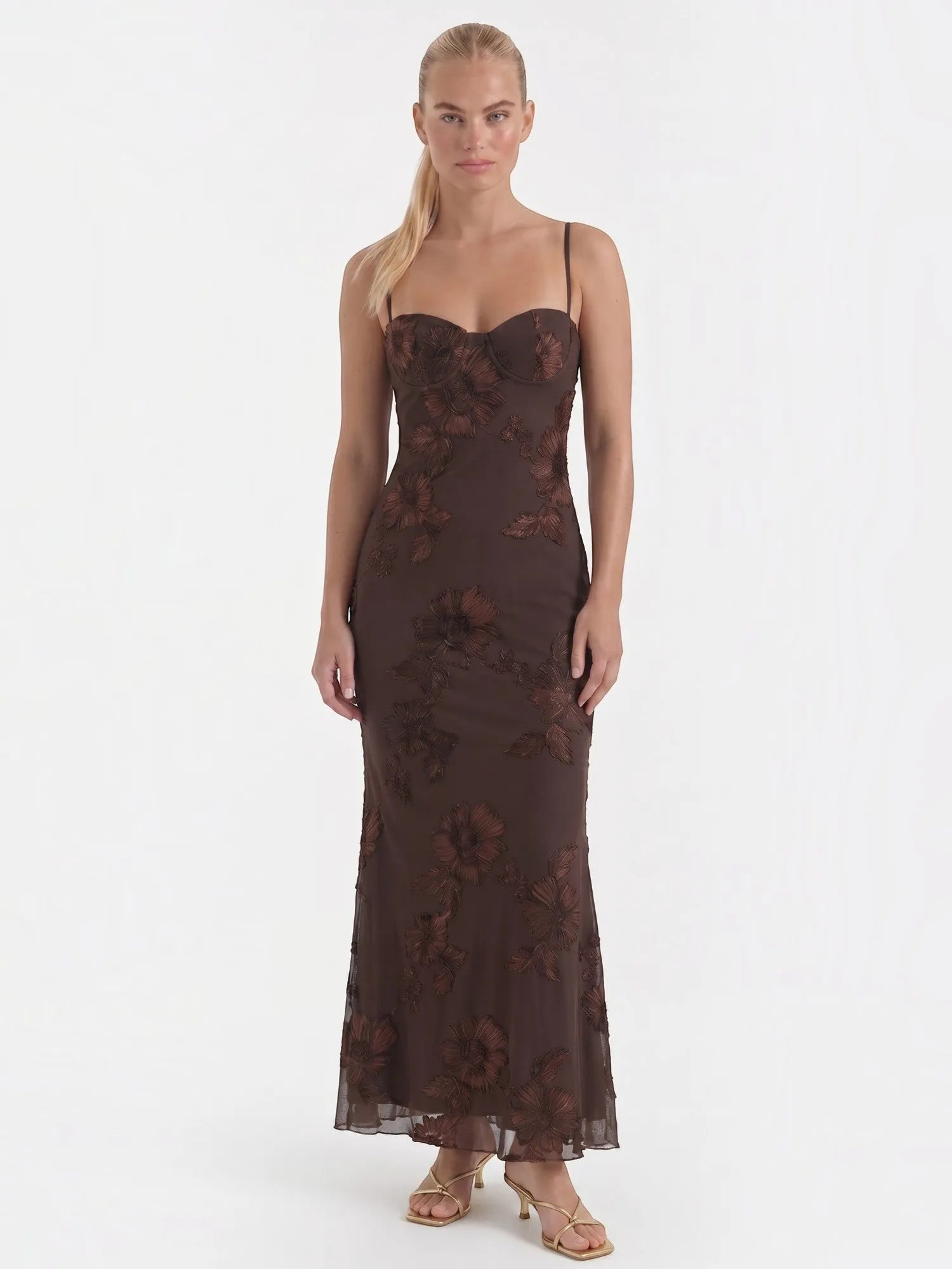 Chantal – gorsetowa sukienka maxi damska w kwiaty, wieczorowa | Butik Modowy
