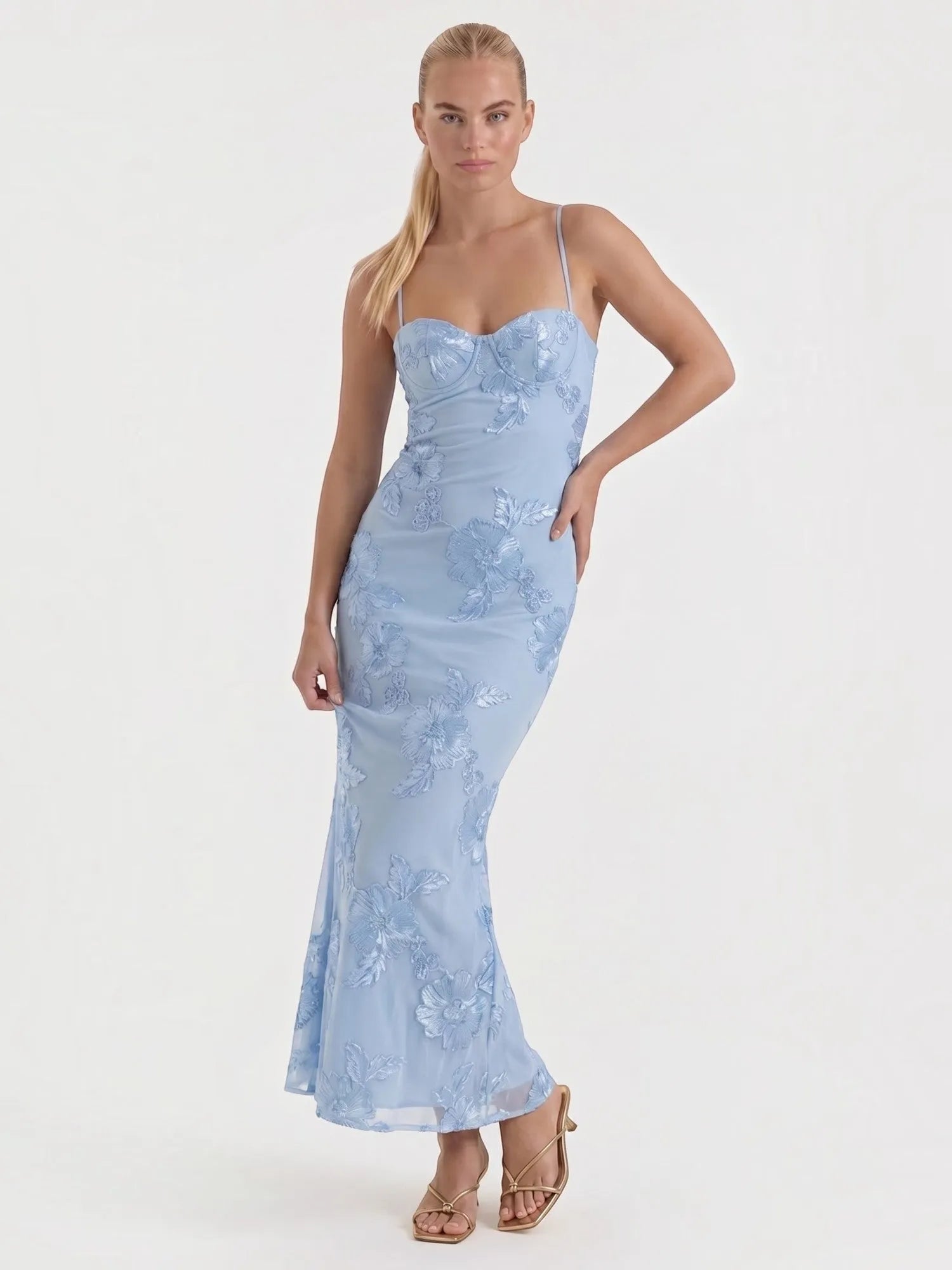 Chantal – gorsetowa sukienka maxi damska w kwiaty, wieczorowa | Butik Modowy