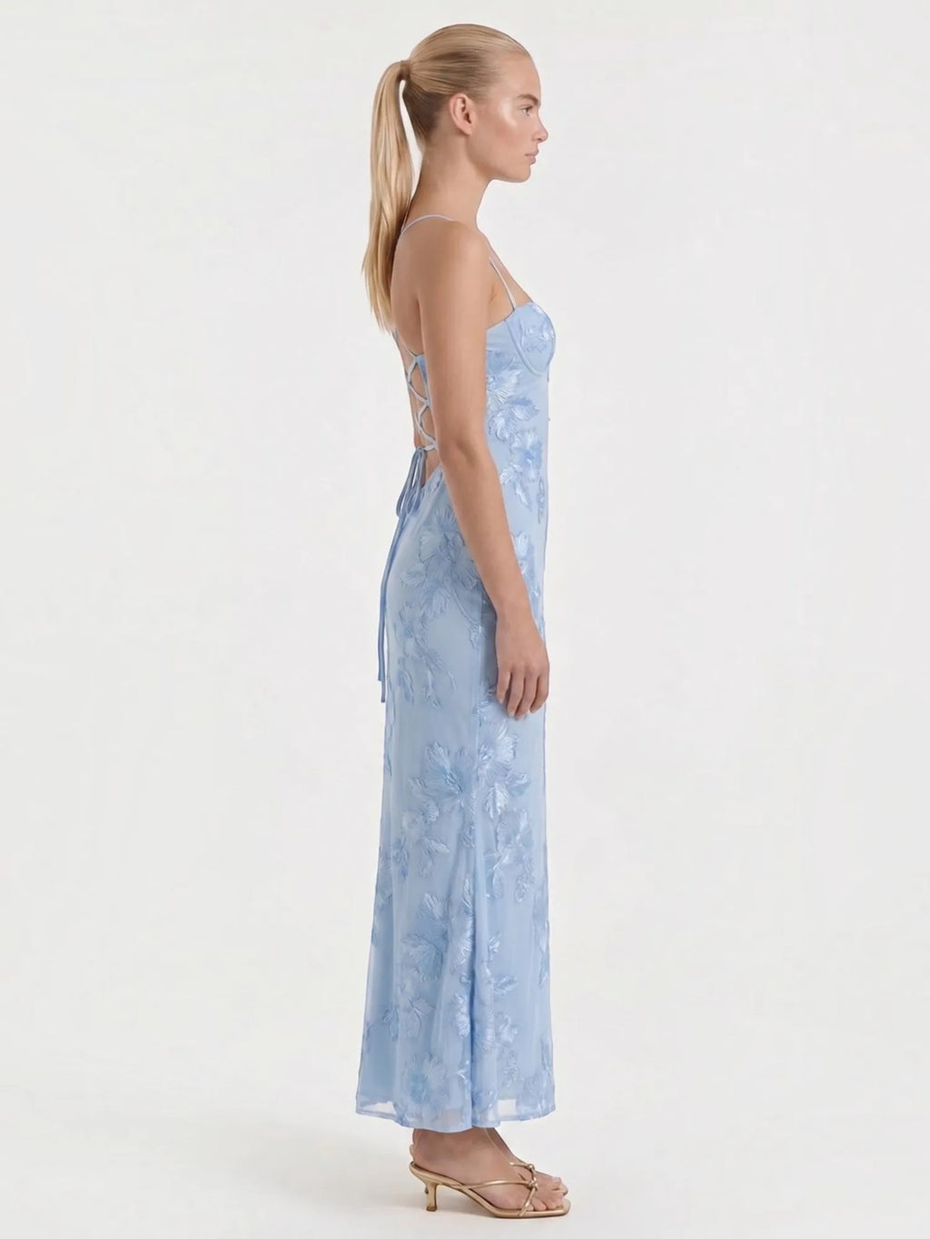 Chantal – gorsetowa sukienka maxi damska w kwiaty, wieczorowa | Butik Modowy