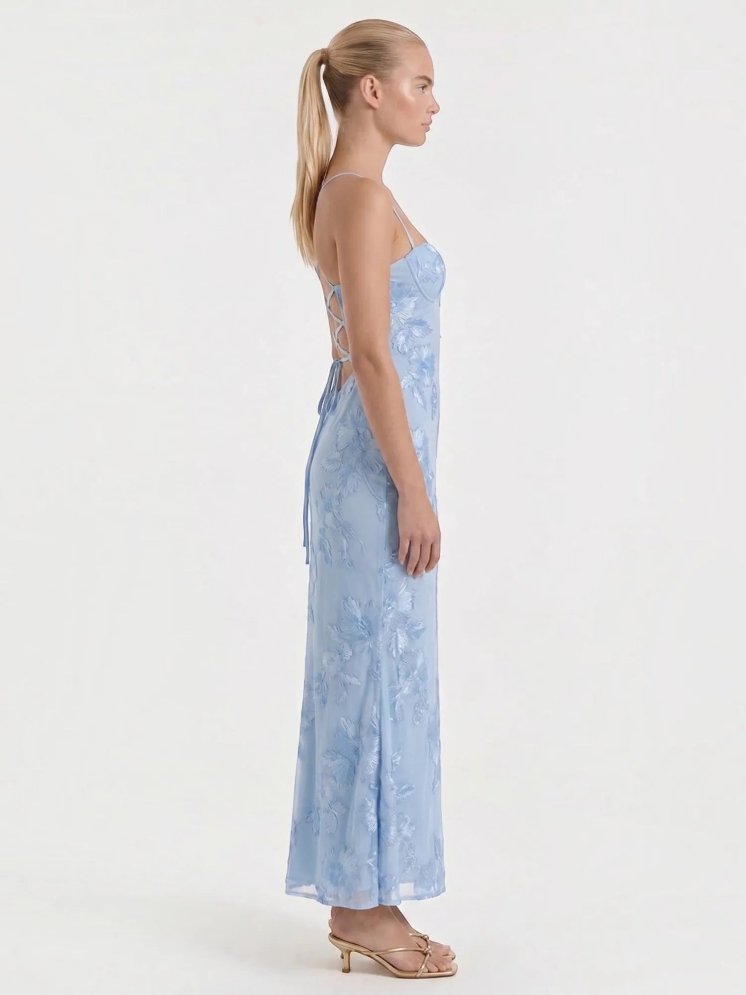Chantal – gorsetowa sukienka maxi damska w kwiaty, wieczorowa | Butik Modowy