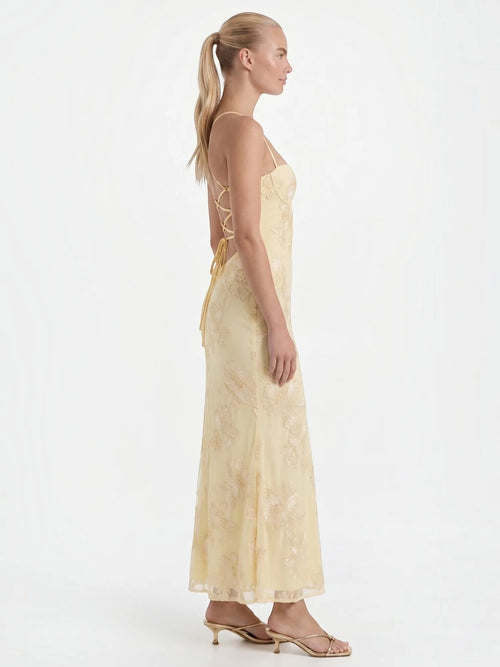 Chantal – gorsetowa sukienka maxi damska w kwiaty, wieczorowa | Butik Modowy