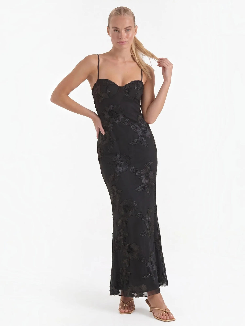 Chantal – gorsetowa sukienka maxi damska w kwiaty, wieczorowa | Butik Modowy