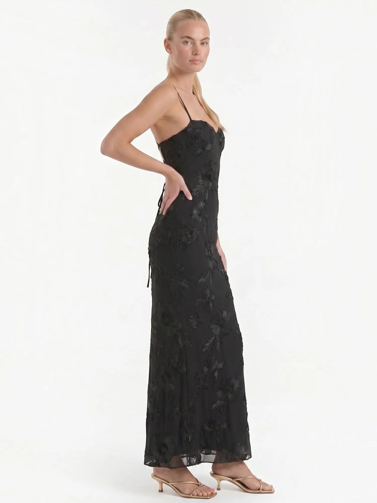 Chantal – gorsetowa sukienka maxi damska w kwiaty, wieczorowa | Butik Modowy
