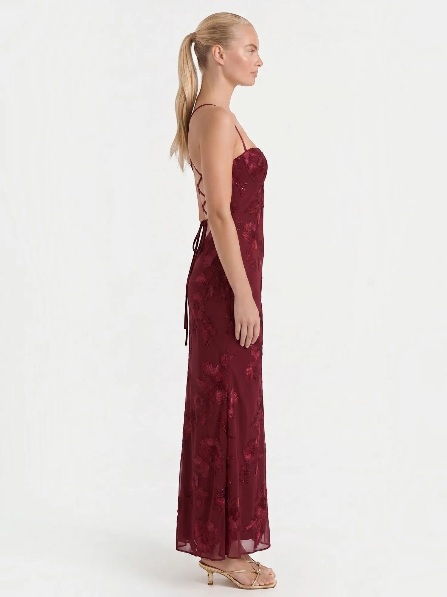 Chantal – gorsetowa sukienka maxi damska w kwiaty, wieczorowa | Butik Modowy