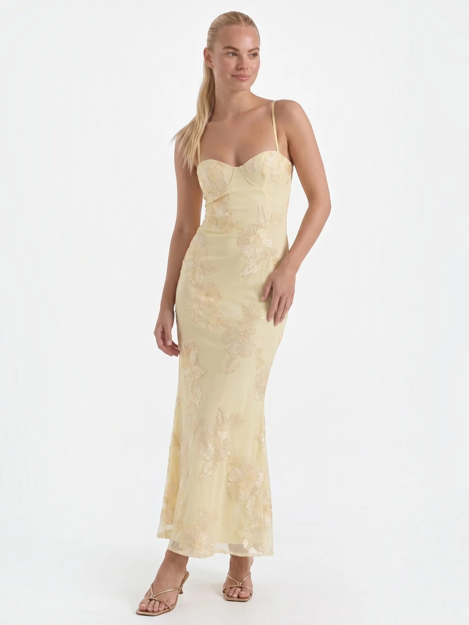 Chantal – gorsetowa sukienka maxi damska w kwiaty, wieczorowa | Butik Modowy