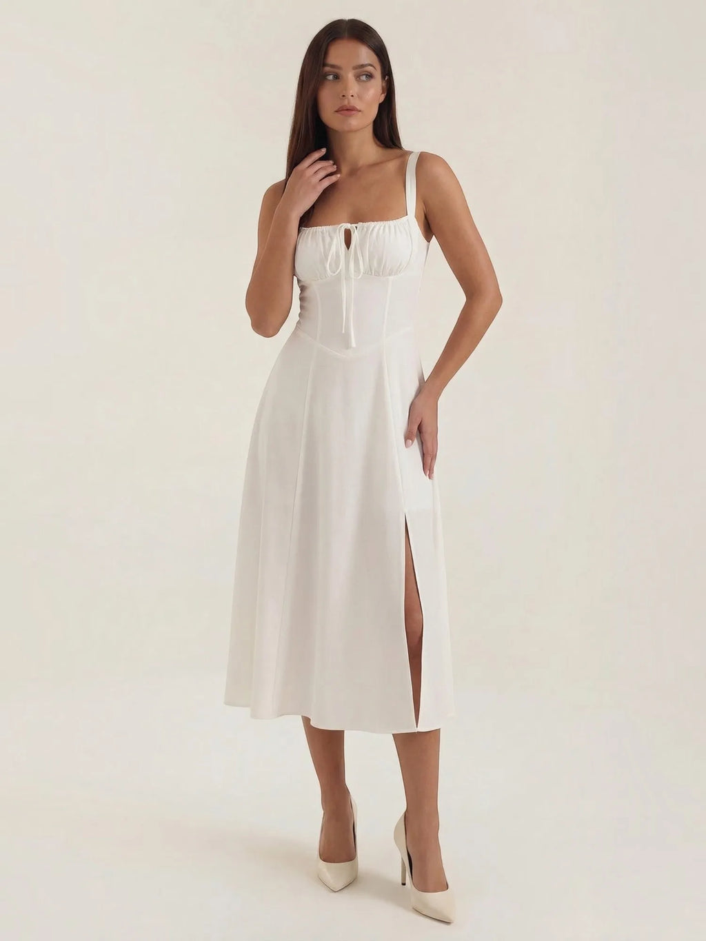 Jade – sukienka midi damska ze sznurowaniem | Butik Modowy