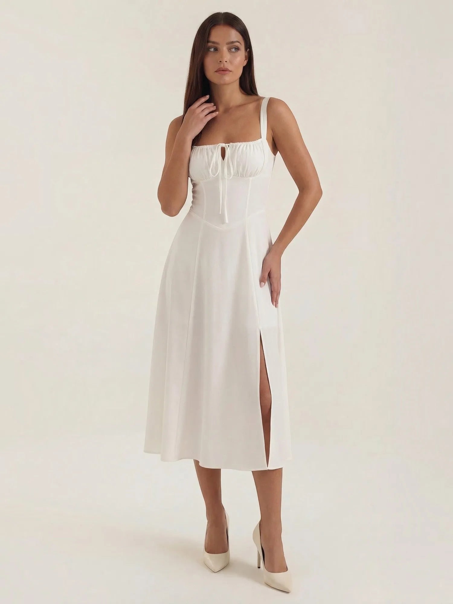 Jade – sukienka midi damska ze sznurowaniem | Butik Modowy