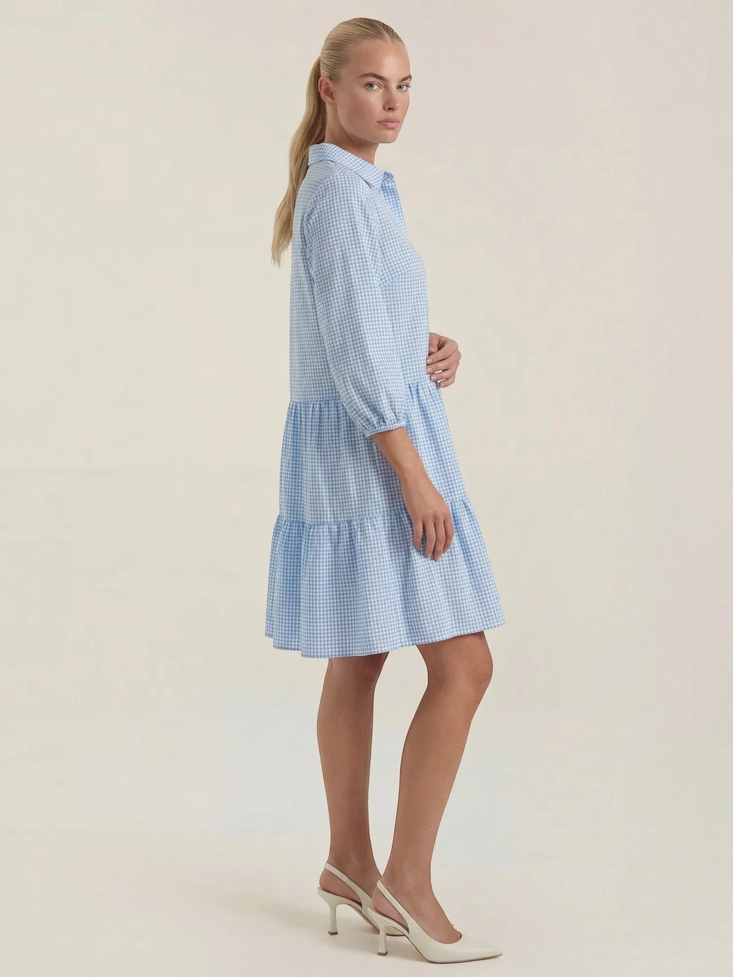 Marsha – koszulowa sukienka mini damska, błękitna | Butik Modowy