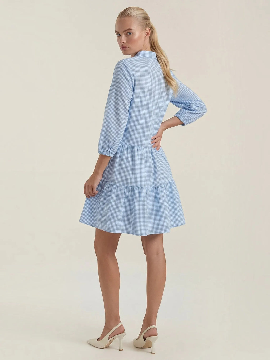 Marsha – koszulowa sukienka mini damska, błękitna | Butik Modowy
