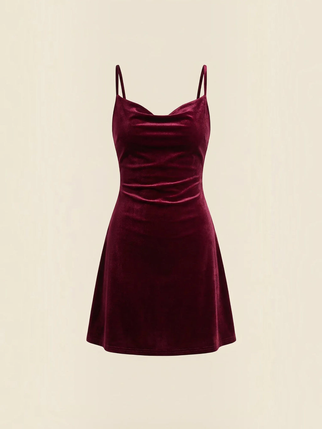 Olive – jedwabista sukienka mini damska, bordowa | Butik Modowy