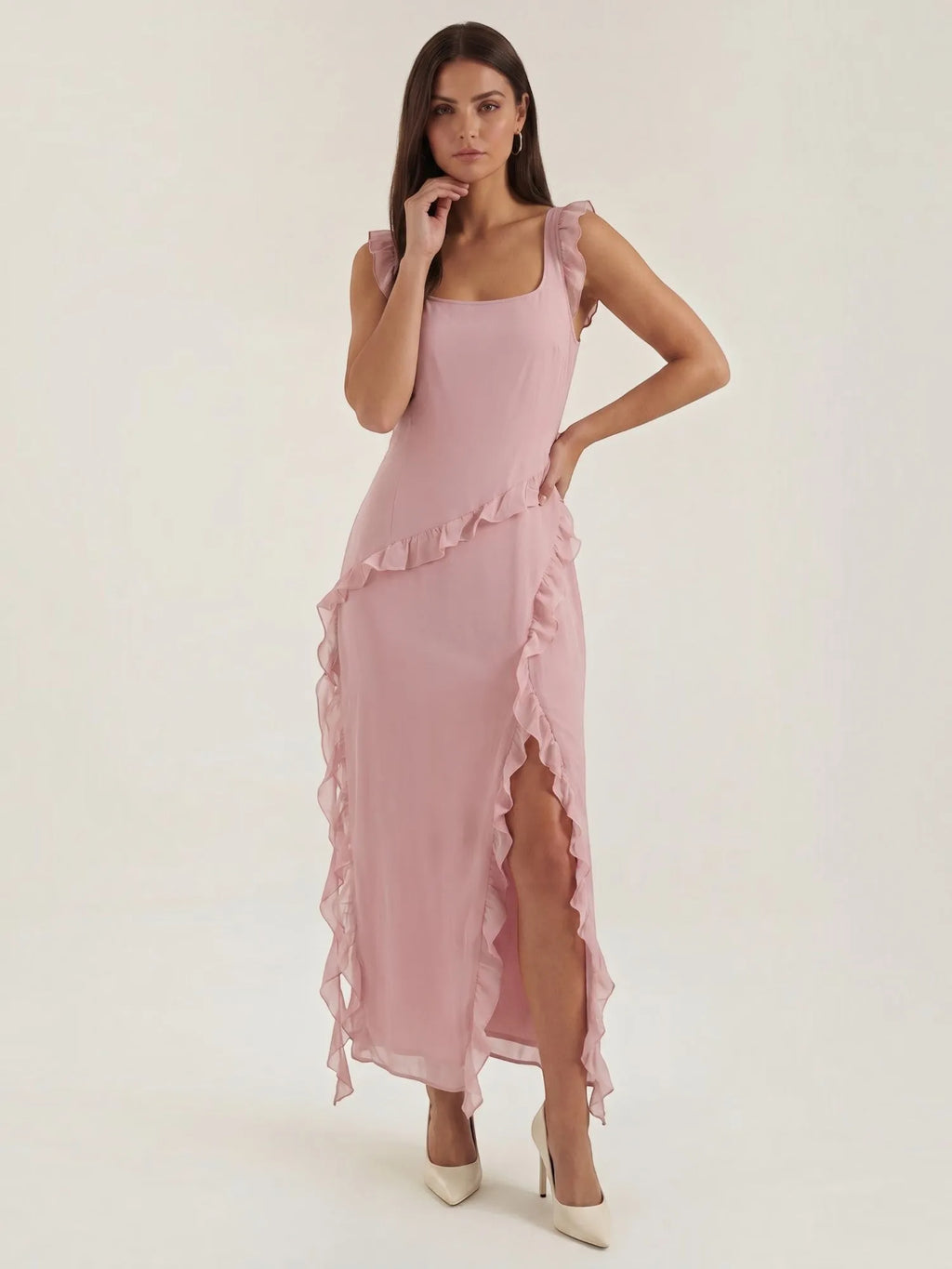 Susan – sukienka maxi damska z falbankami | Butik Modowy