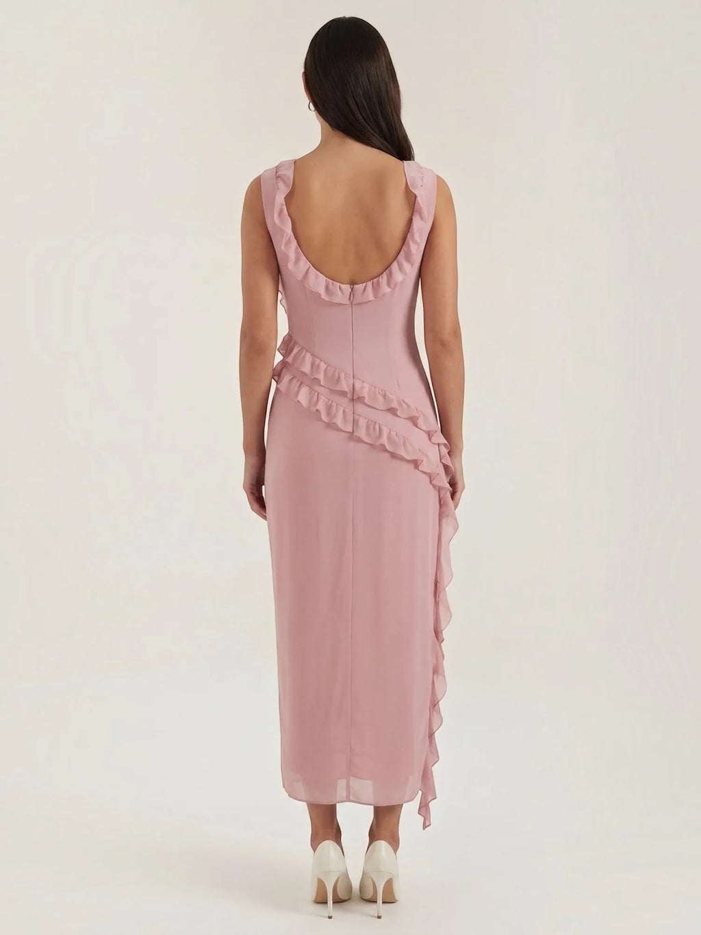 Susan – sukienka maxi damska z falbankami | Butik Modowy