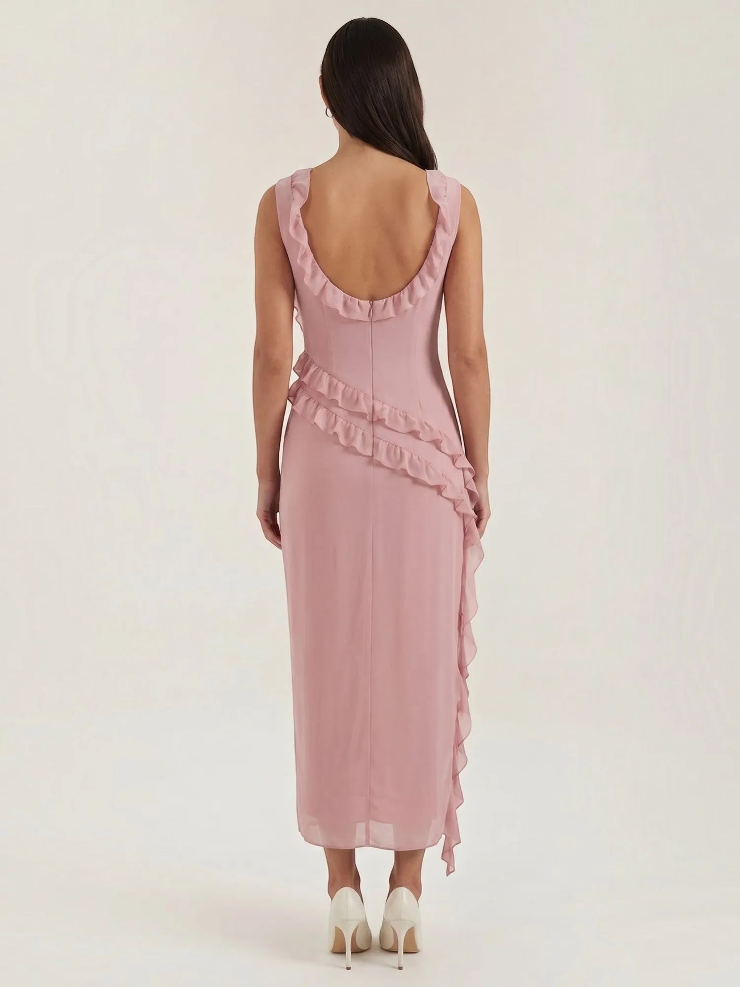 Susan – sukienka maxi damska z falbankami | Butik Modowy