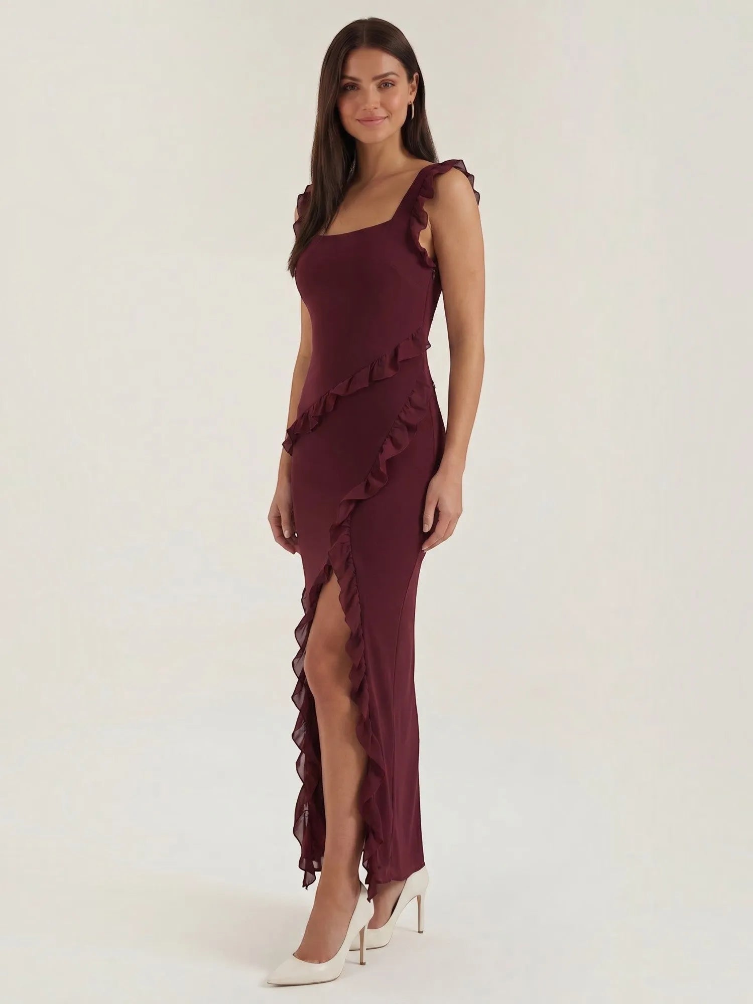 Susan – sukienka maxi damska z falbankami | Butik Modowy