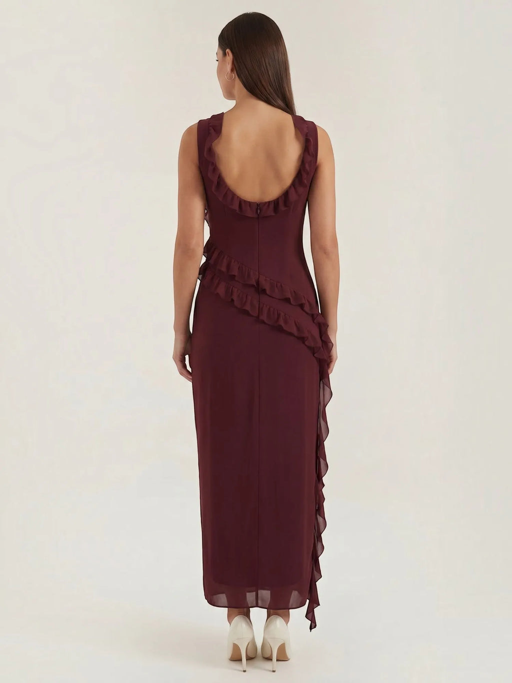 Susan – sukienka maxi damska z falbankami | Butik Modowy