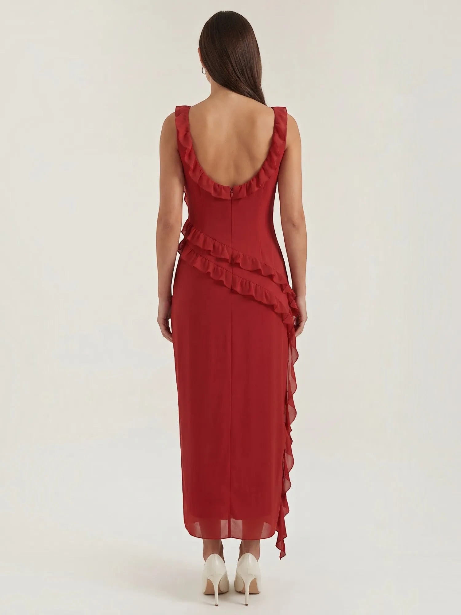 Susan – sukienka maxi damska z falbankami | Butik Modowy