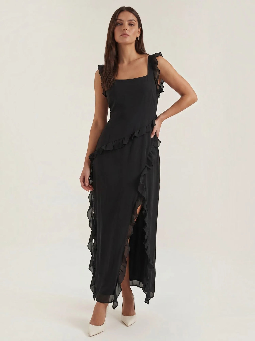 Susan – sukienka maxi damska z falbankami | Butik Modowy