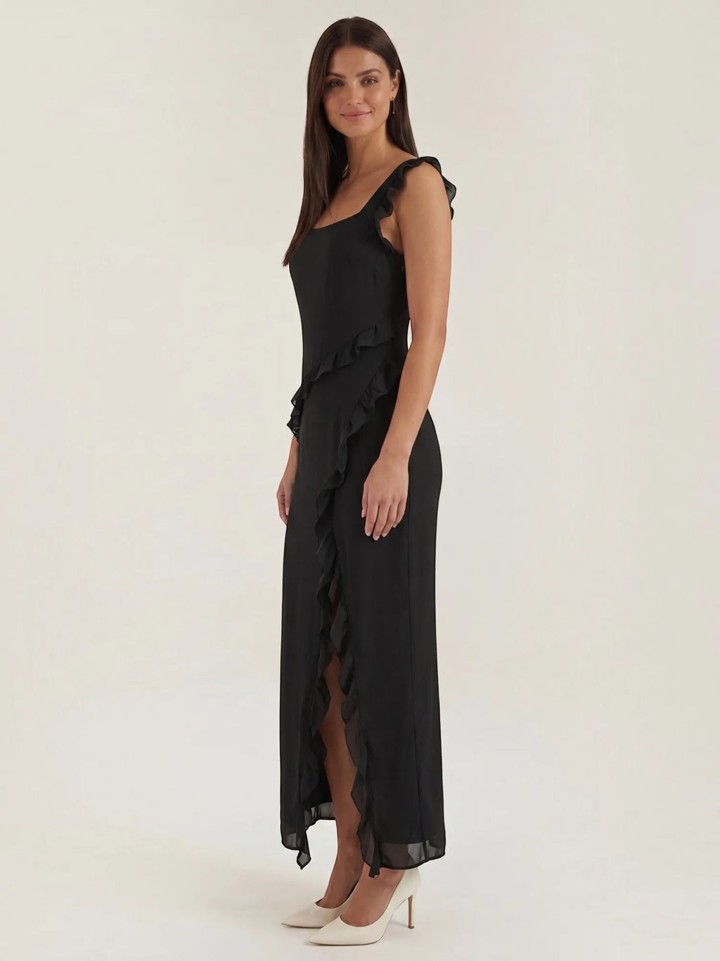 Susan – sukienka maxi damska z falbankami | Butik Modowy