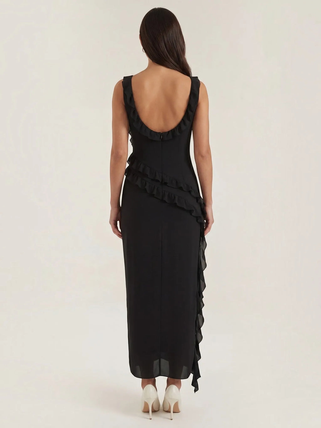 Susan – sukienka maxi damska z falbankami | Butik Modowy