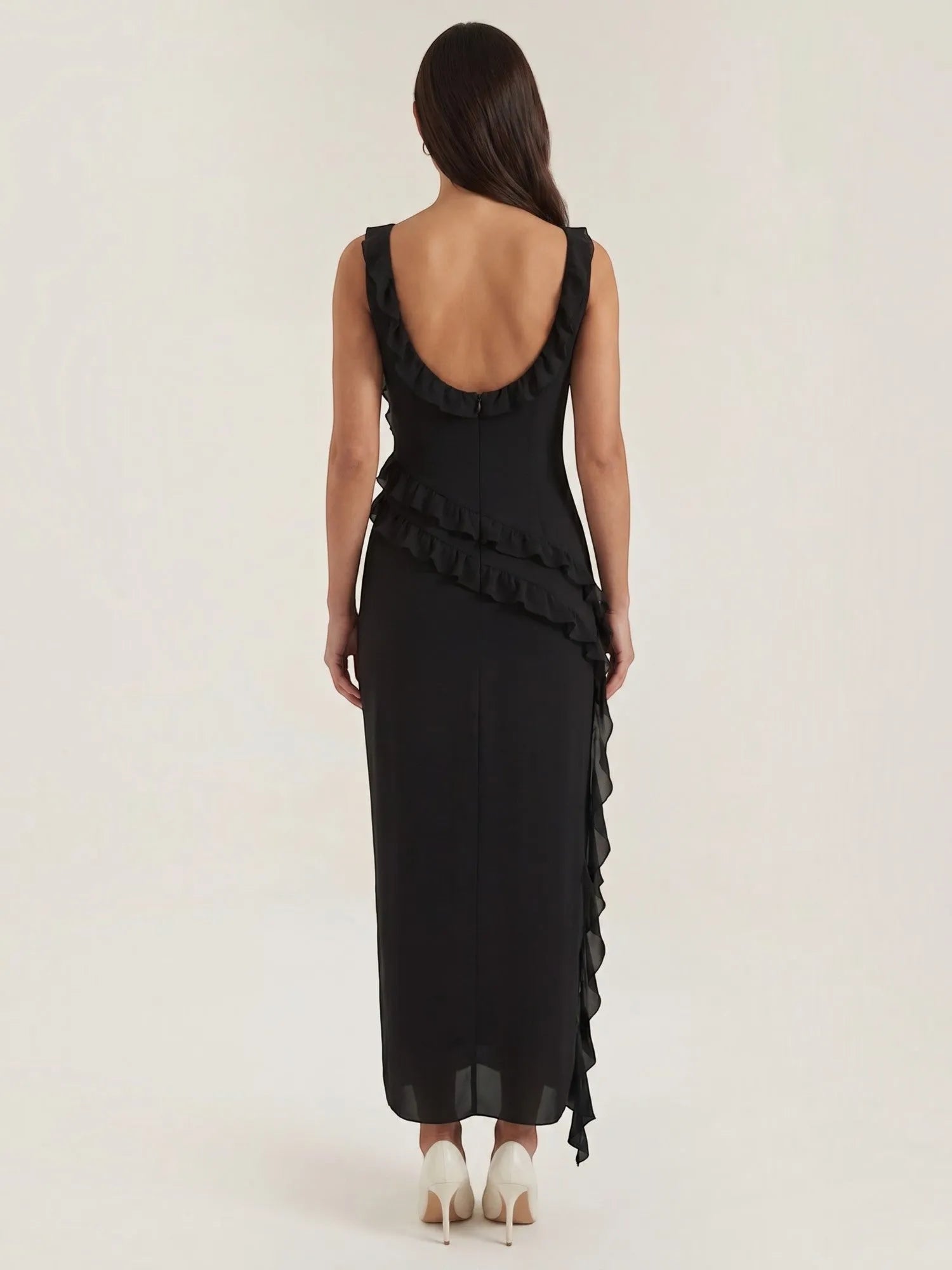 Susan – sukienka maxi damska z falbankami | Butik Modowy