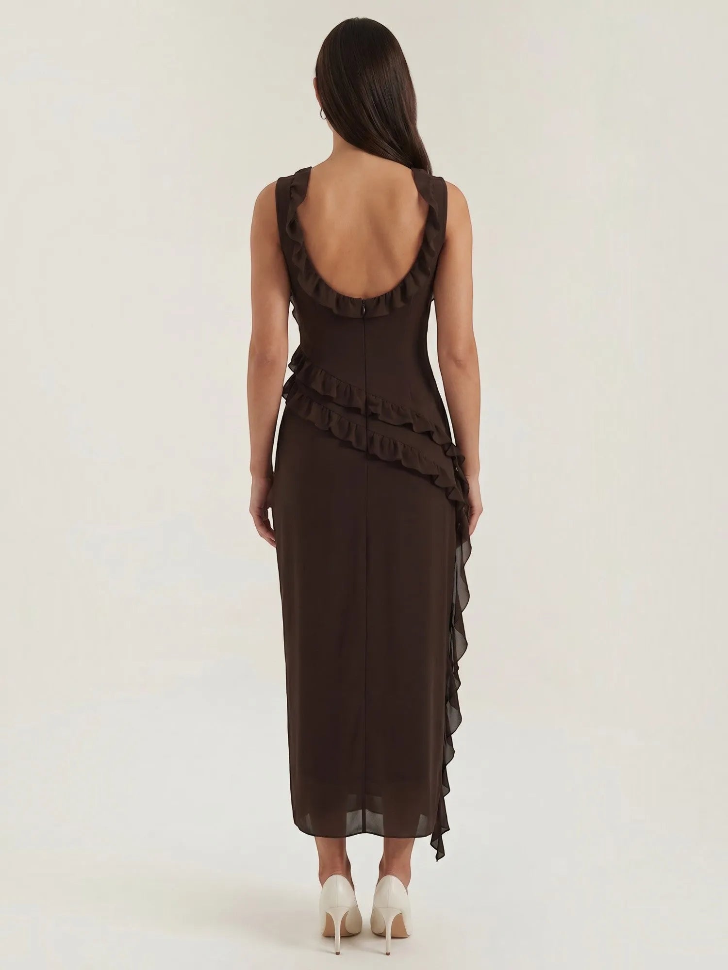 Susan – sukienka maxi damska z falbankami | Butik Modowy