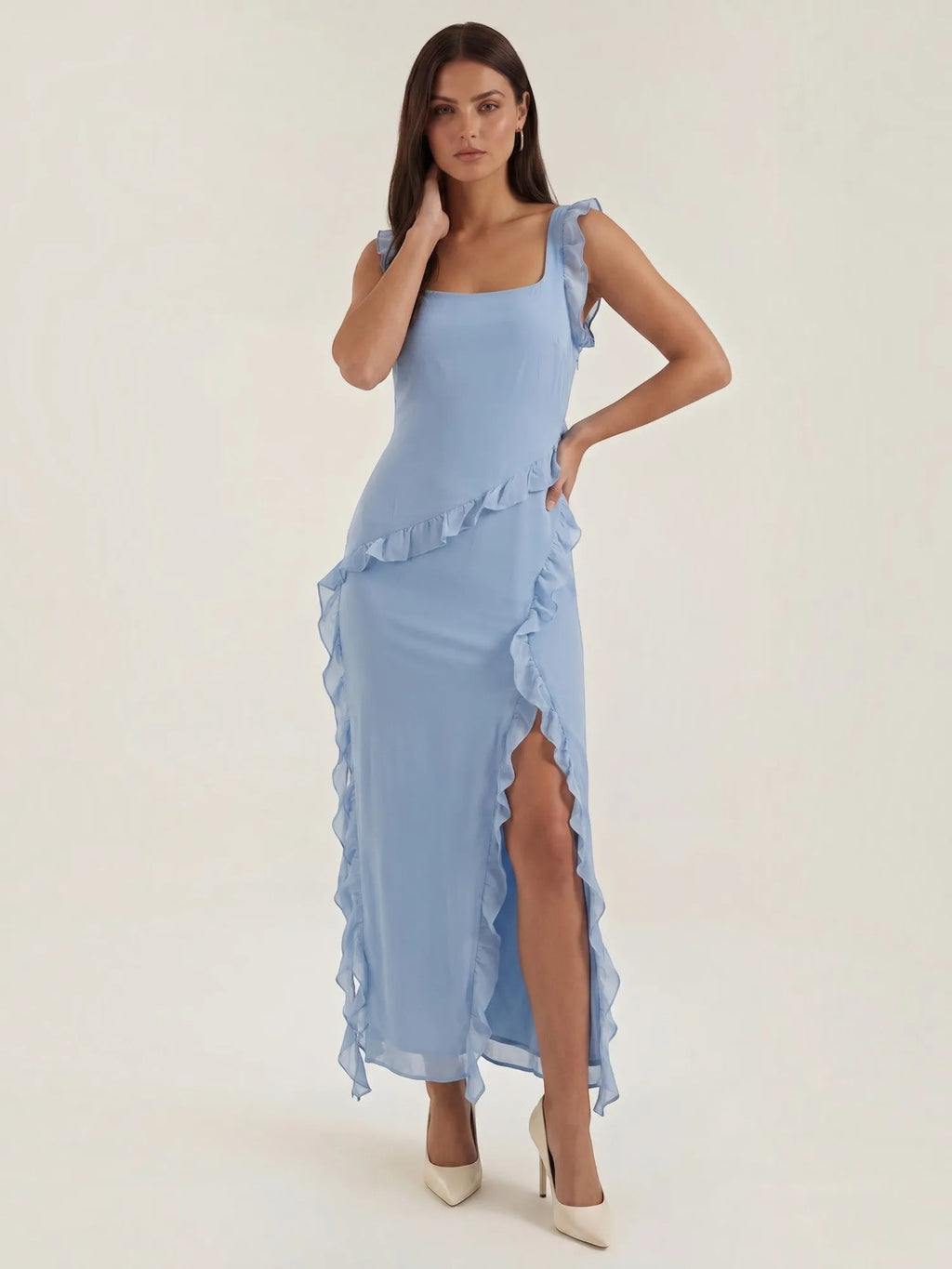 Susan – sukienka maxi damska z falbankami | Butik Modowy