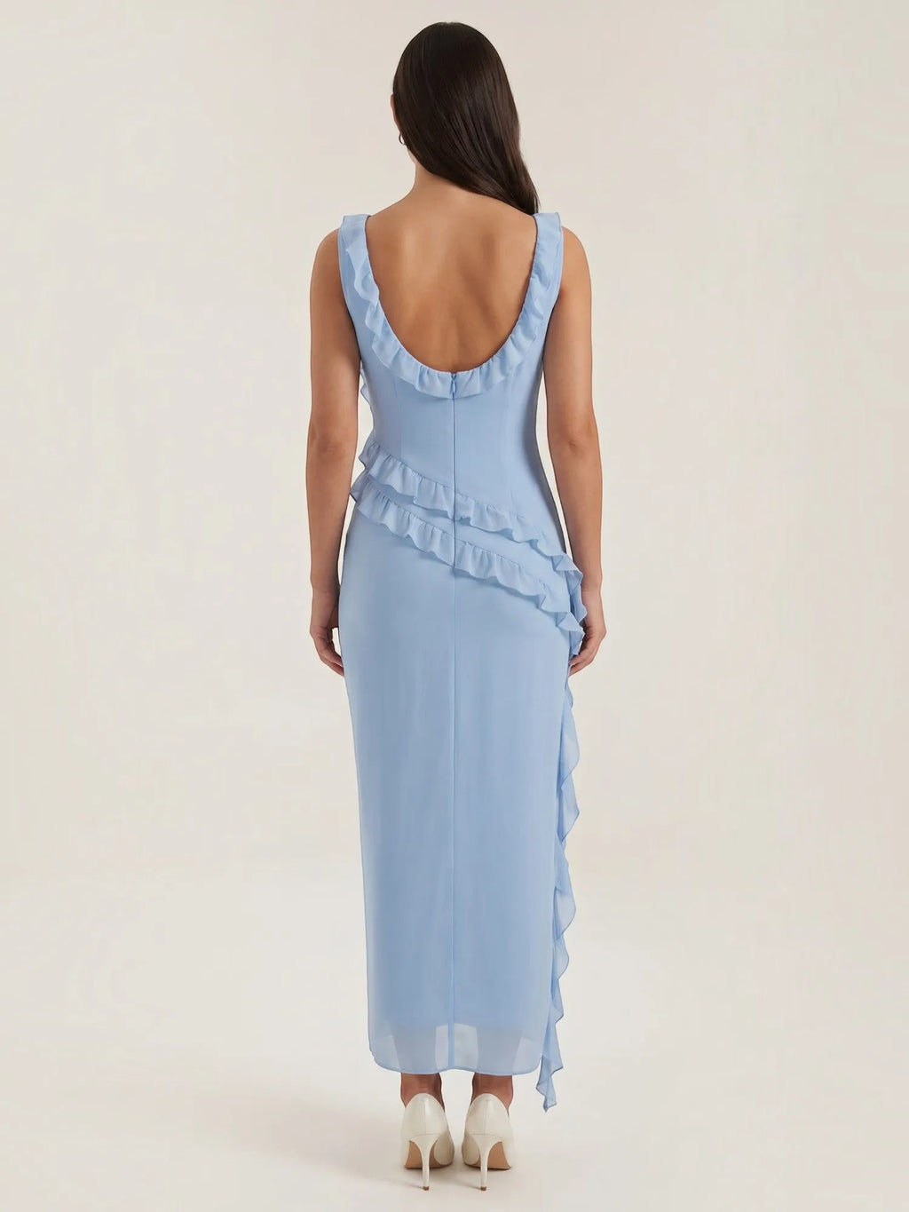 Susan – sukienka maxi damska z falbankami | Butik Modowy