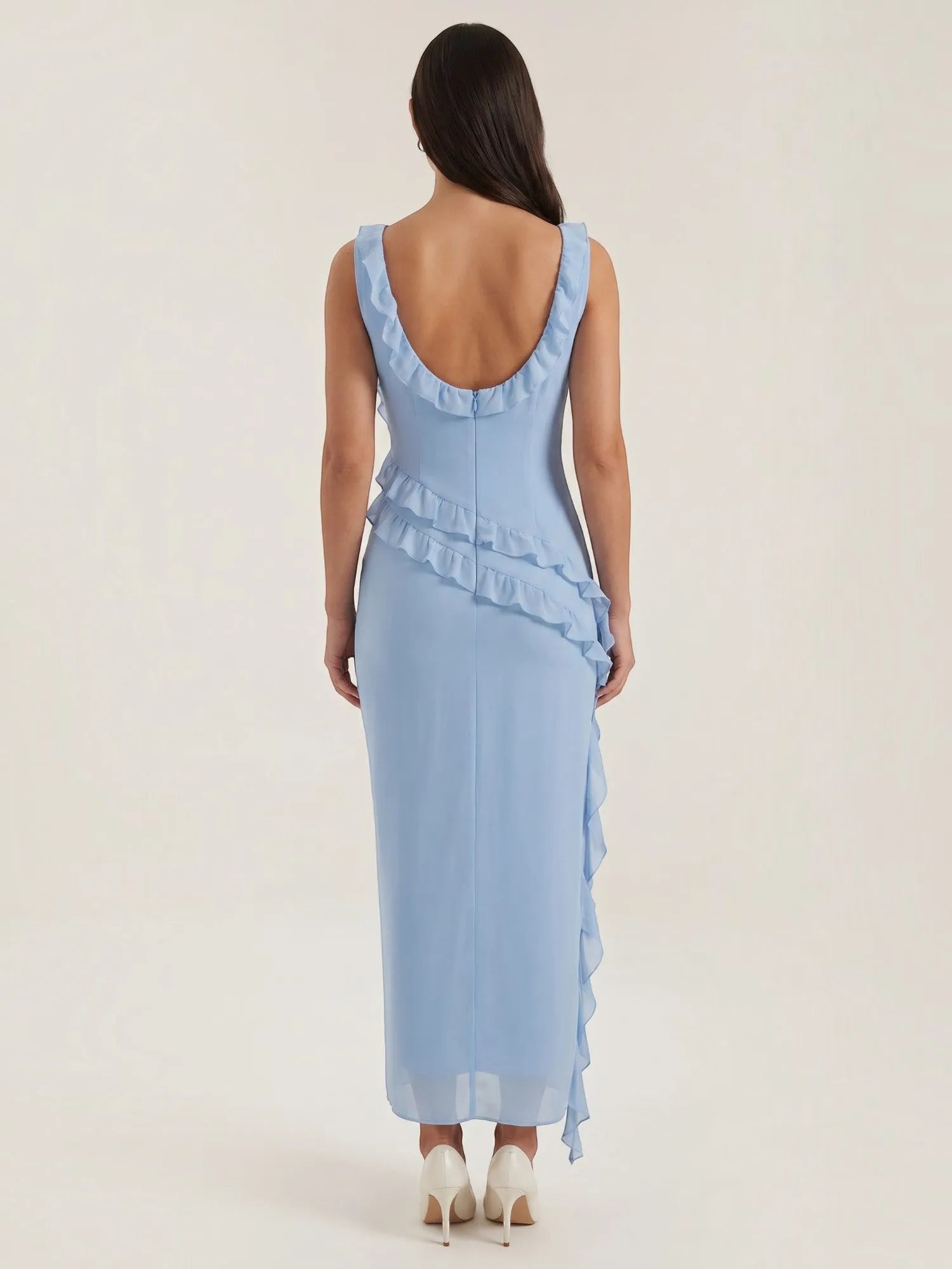 Susan – sukienka maxi damska z falbankami | Butik Modowy