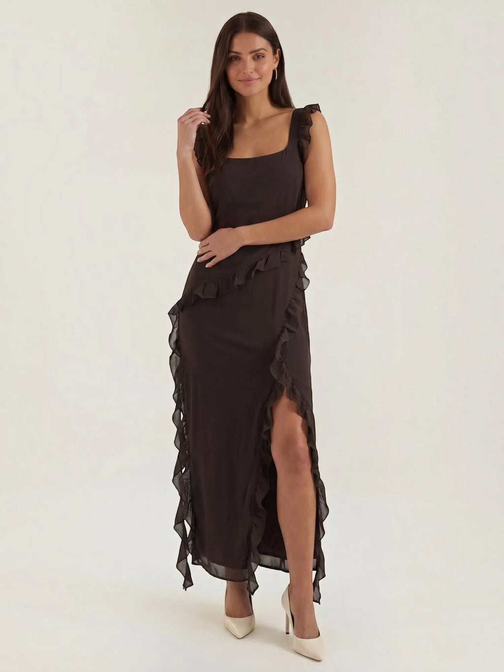 Susan – sukienka maxi damska z falbankami | Butik Modowy